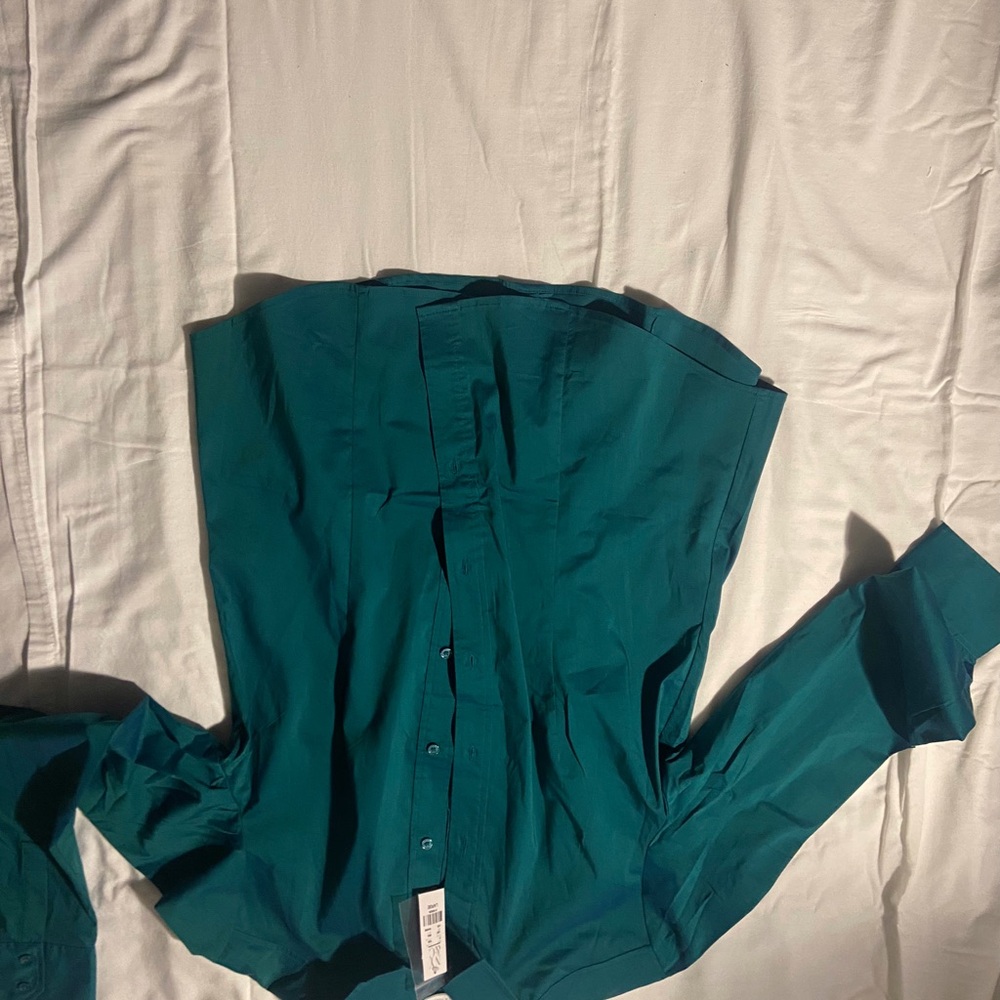 New York & Company Deep Teal Button-Down Shirt